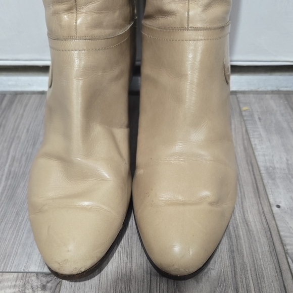 Vintage Salvatore Ferragamo Leather Riding Boots Light Taupe Italy Sz 10 - Picture 13 of 15